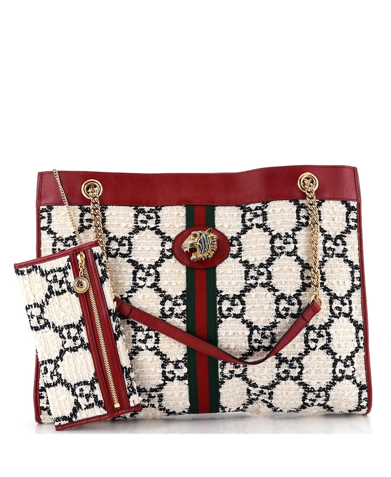 Pre-Owned Gucci Large Rajah Chain Tote Gg Tweed