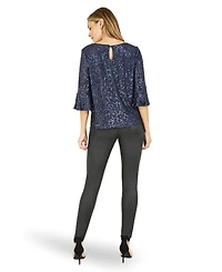 Yumi Women's Sequin Relaxed Fit Top