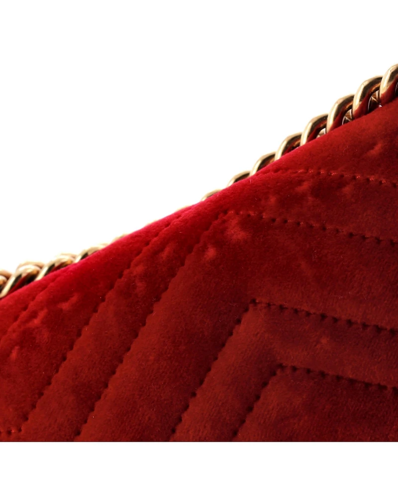 Pre-Owned Gucci Small Gg Marmont Flap Bag Matelasse Velvet