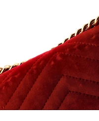 Pre-Owned Gucci Small Gg Marmont Flap Bag Matelasse Velvet