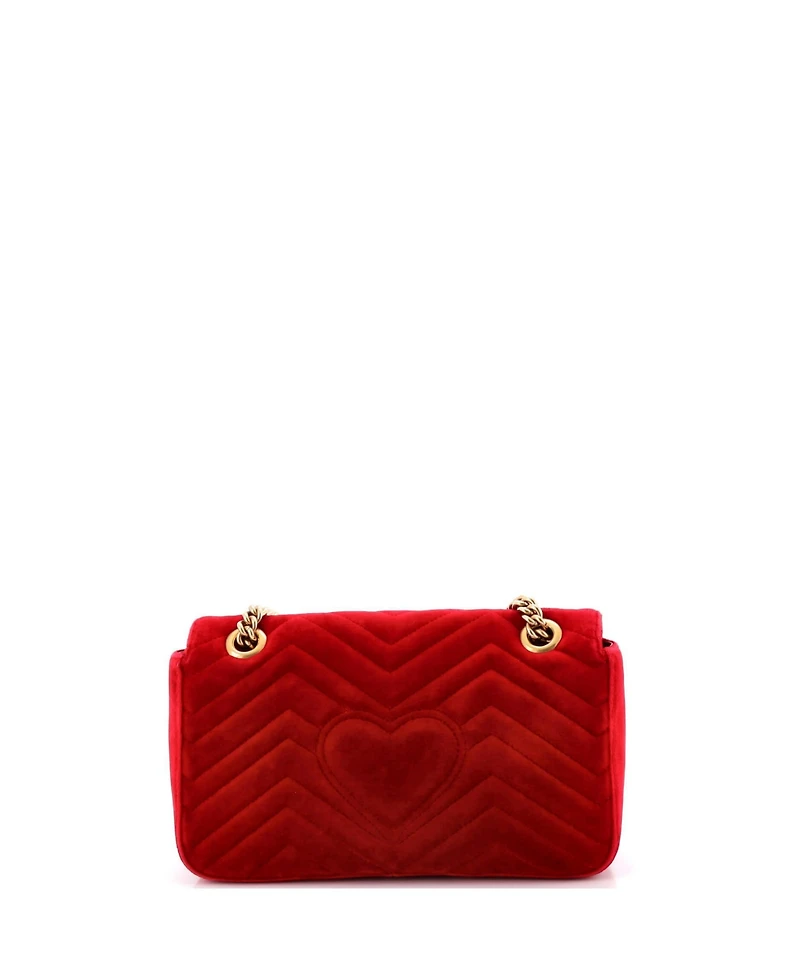 Pre-Owned Gucci Small Gg Marmont Flap Bag Matelasse Velvet