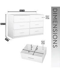 Rainsken Modern 6-Drawer Dresser with Large Fabric Drawers and Sturdy Wood Frame