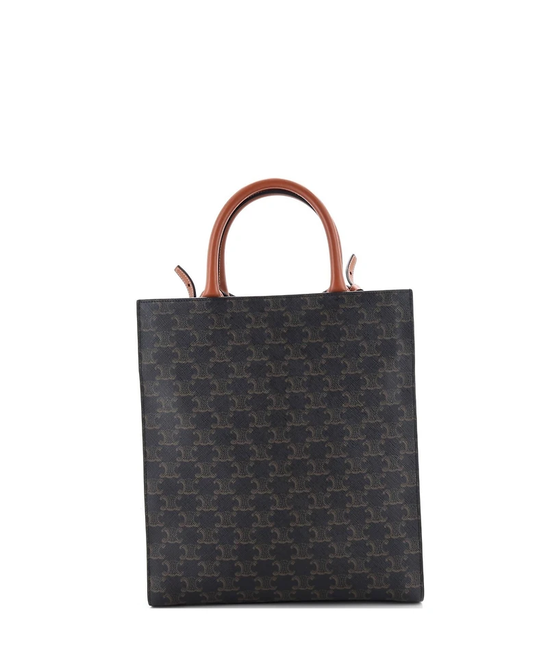 Pre-Owned Celine Small Vertical Cabas Tote Triomphe Coated Canvas