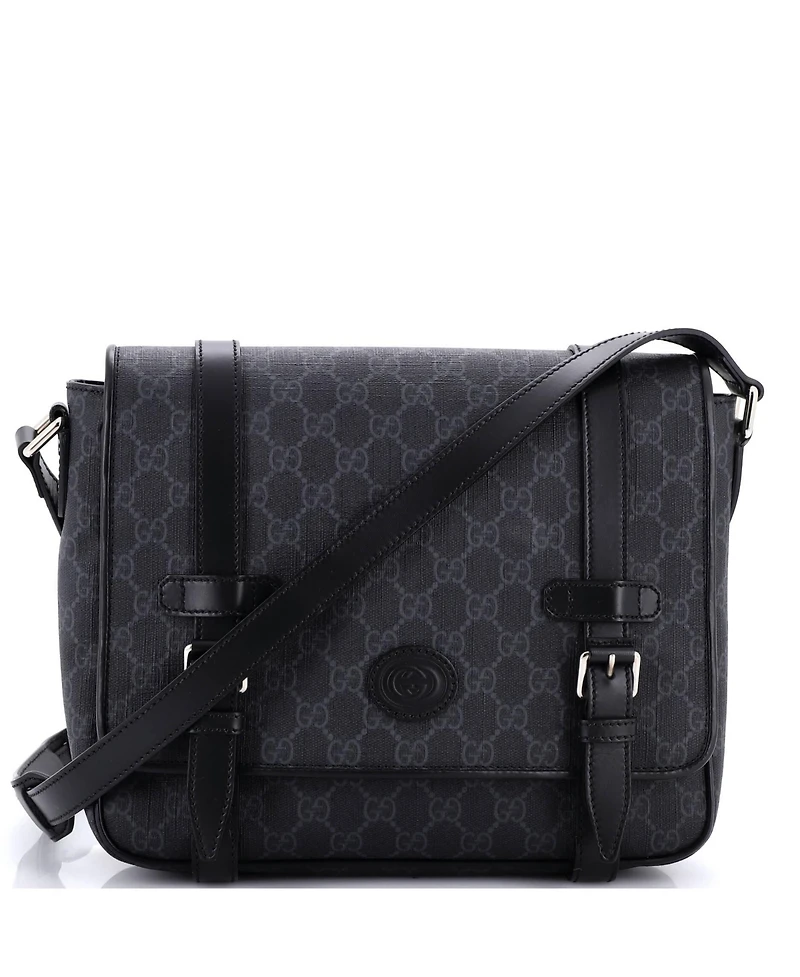 Pre-Owned Gucci Medium Interlocking G Patch Messenger Bag Gg Coated Canvas with Leather