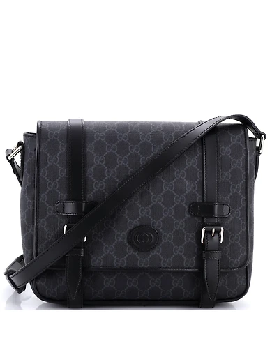 Pre-Owned Gucci Medium Interlocking G Patch Messenger Bag Gg Coated Canvas with Leather