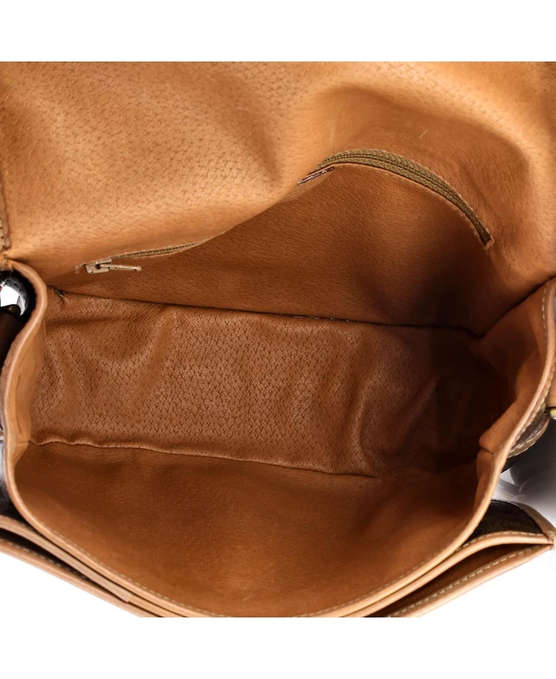 Pre-Owned Celine Small Vintage Saddle Flap Shoulder Bag Macadam Coated Canvas