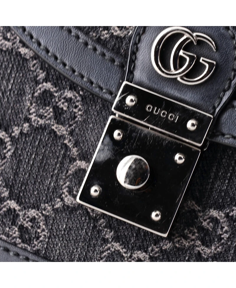 Pre-Owned Gucci Mini Ophidia Flap Top Handle Bag Gg Canvas