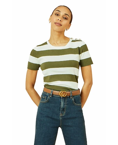 Yumi Women's Block Stripe Knitted Top