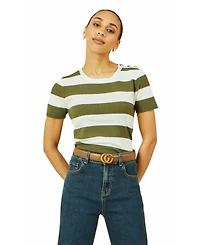 Yumi Women's Block Stripe Knitted Top