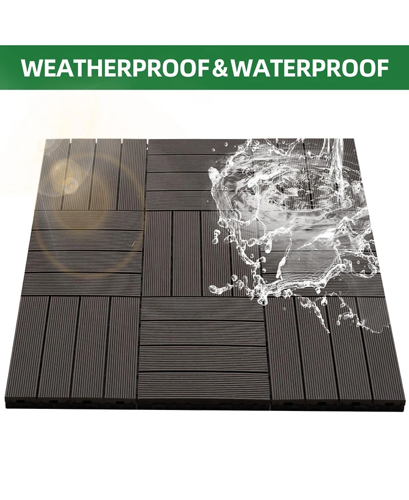 Streamdale Furniture Diy Composite Deck Tiles Coffee 8.7 sq ft (9-Pack)