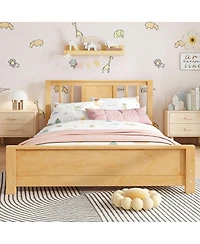 Streamdale Furniture Twin Size Solid Wood Platform Bed Frame with Headboard
