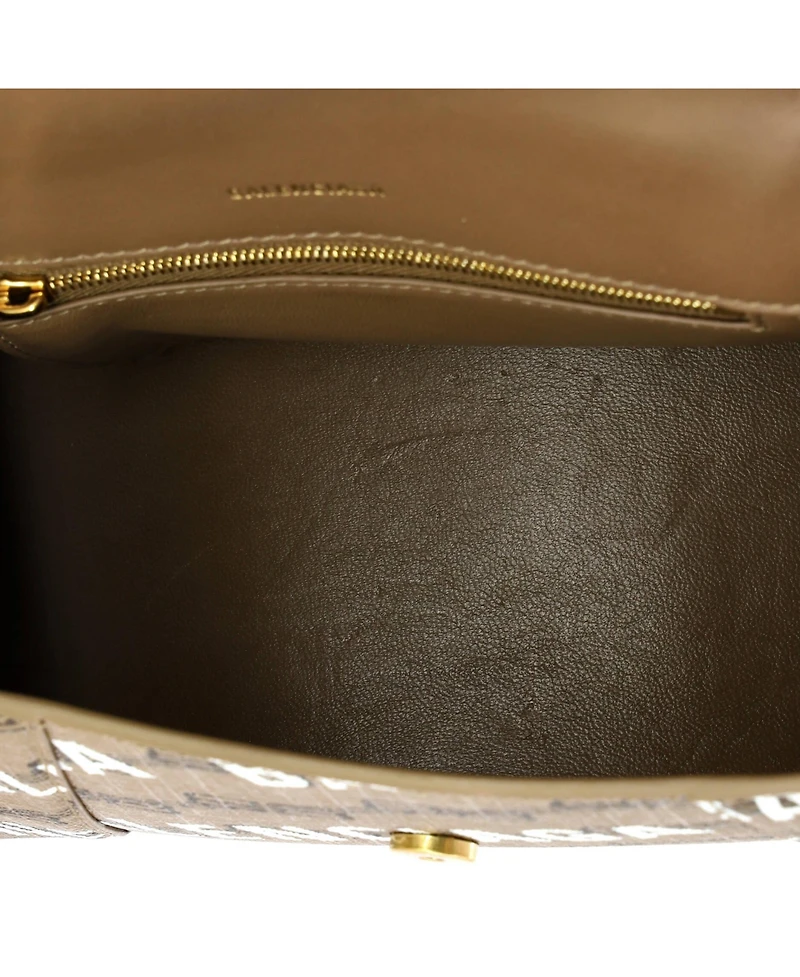Pre-Owned Balenciaga Small Hourglass Top Handle Bag Monogram Coated Canvas