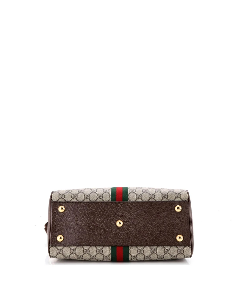 Pre-Owned Gucci Medium Ophidia Convertible Boston Top Handle Bag Gg Coated Canvas with Leather