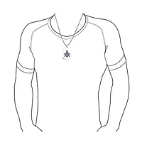 Bling Jewelry Men's Freemason Dog Tag Pendant Necklace Masonic Compass Stainless Steel