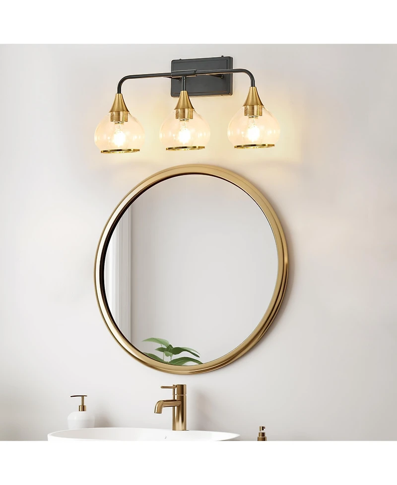 Busdays 23 Inch Modern 3 Light Vanity Wall Sconce and Bathroom Light Fixture Glass Shades Industrial Wall Mount for Mirror Vanity Living No Bulb