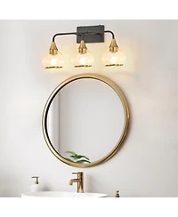 Busdays 23 Inch Modern 3 Light Vanity Wall Sconce and Bathroom Light Fixture Glass Shades Industrial Wall Mount for Mirror Vanity Living No Bulb