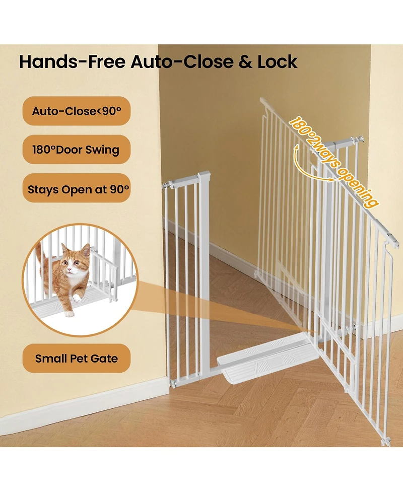 Streamdale Furniture Extra Tall Cat Gate with Small Door, Pressure Mounted