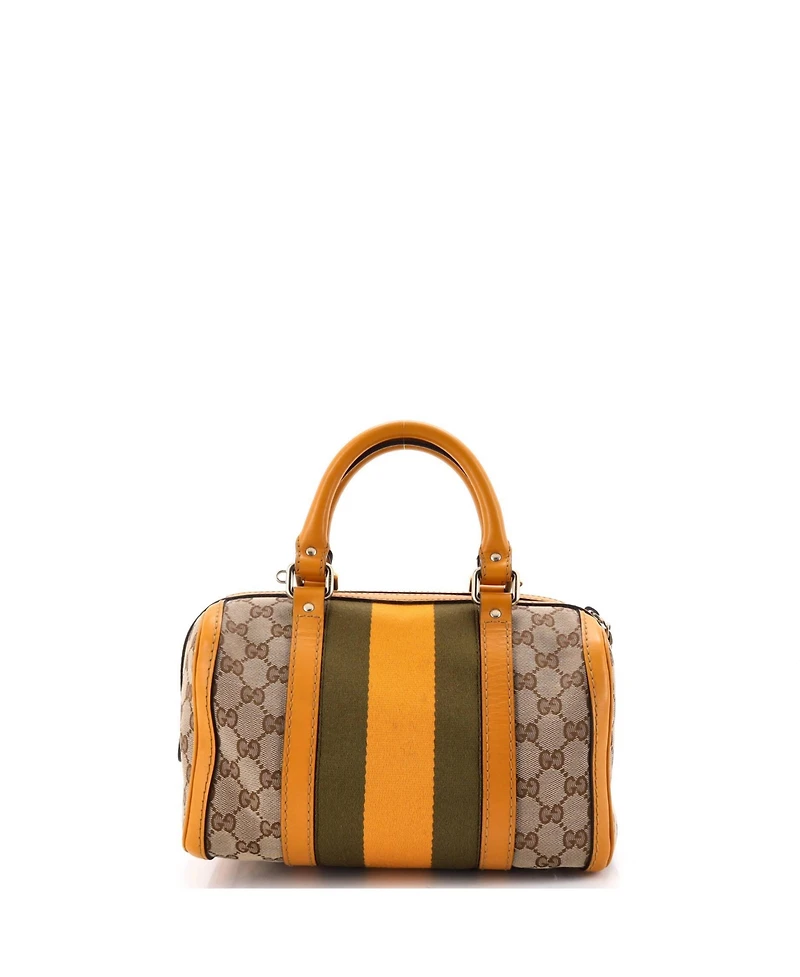Pre-Owned Gucci Small Vintage Web Boston Bag Gg Canvas