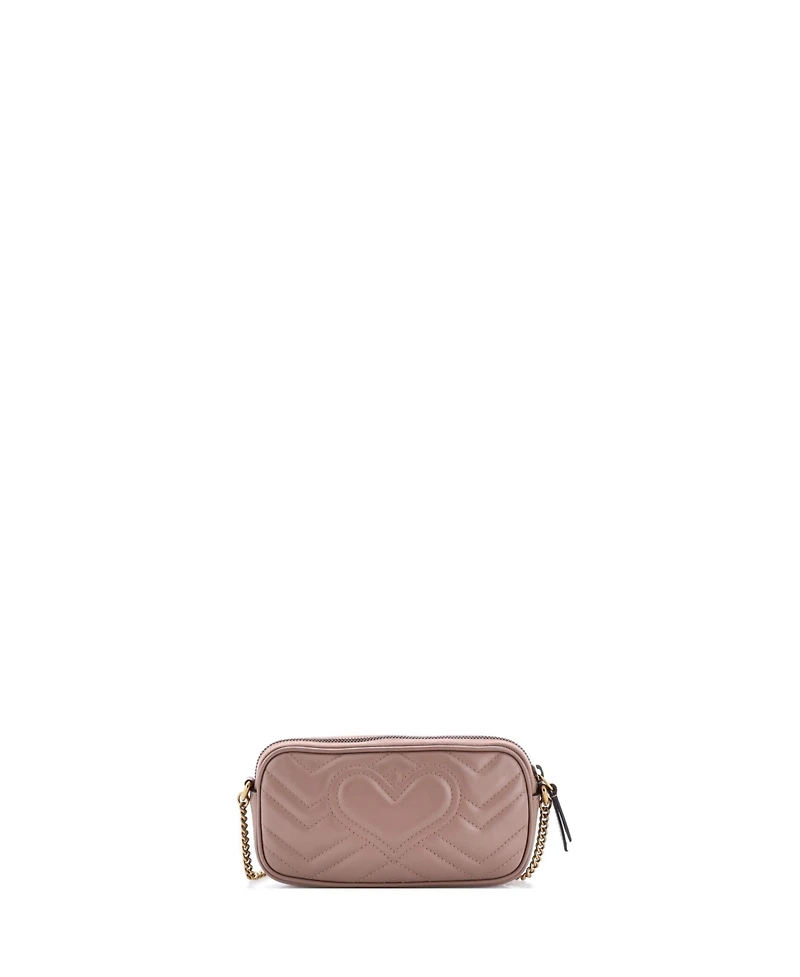 Pre-Owned Gucci Mini Gg Marmont Chain Crossbody Bag Matelasse Leather