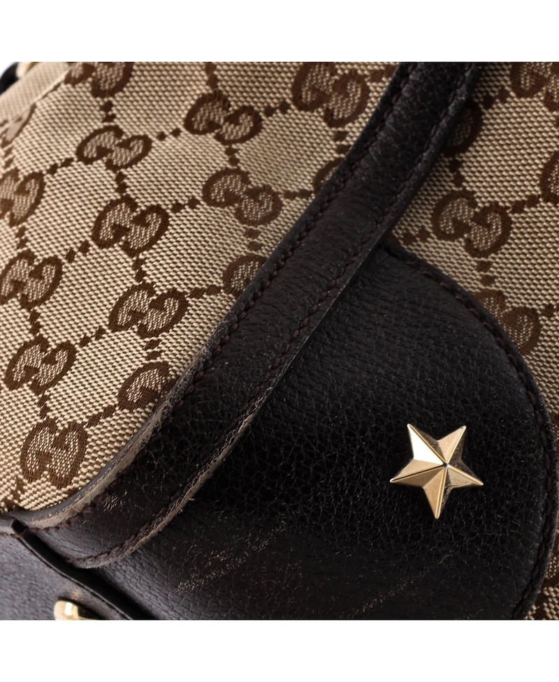 Pre-Owned Gucci Medium Vintage Bee Web Boston Bag Gg Canvas