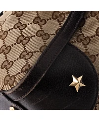 Pre-Owned Gucci Medium Vintage Bee Web Boston Bag Gg Canvas