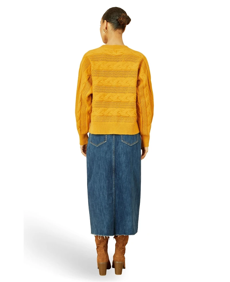 Yumi Women's Cable Knit Relaxed Fit Jumper