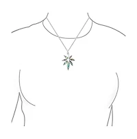 Bling Jewelry Large Rainbow Abalone Shell Inlay Marijuana Leaf Dangle Pendant Necklace Sterling Silver With Chain