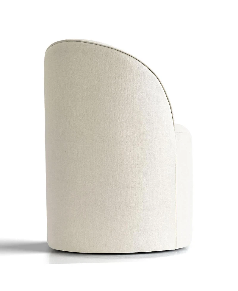 Maison Boucle Linen Upholstered Rolling Dining Chair with Casters Swivel 1 Piece