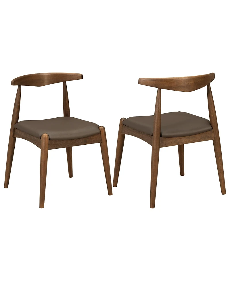 Clihome Set of 2 Rubberwood Dining Chairs, Ergonomic Backrest and Faux Leather Upholstery