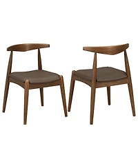 Clihome Set of 2 Rubberwood Dining Chairs, Ergonomic Backrest and Faux Leather Upholstery