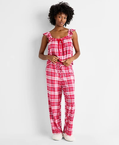 State of Day Women's Flannel Tank and Pant Pajama Set, Macy's Exclusive