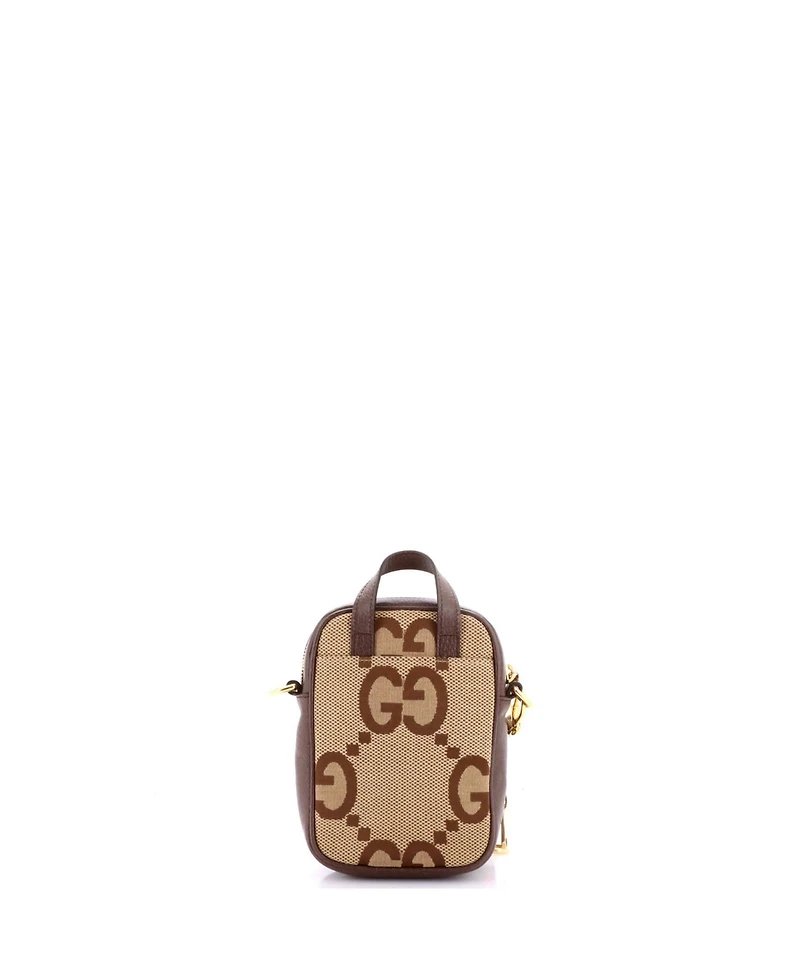 Pre-Owned Gucci Mini Front Pocket Web Crossbody Bag Jumbo Gg Canva