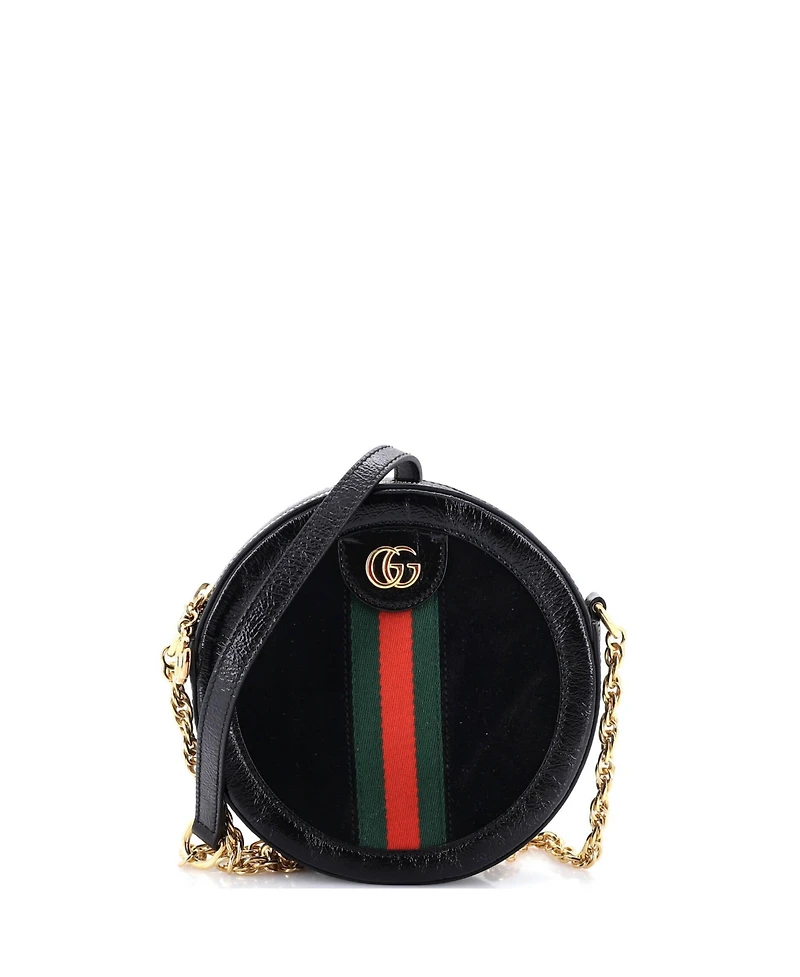 Pre-Owned Gucci Mini Ophidia Round Shoulder Bag Suede