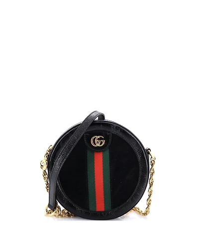 Pre-Owned Gucci Mini Ophidia Round Shoulder Bag Suede