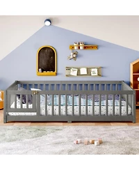 Streamdale Furniture Floor Bed with Safety Guardrails and Door