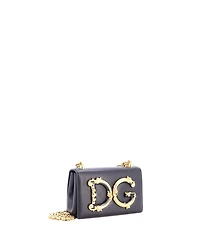 Pre-Owned Dolce & Gabbana Small Dg Girls Flap Bag Embellished Leather