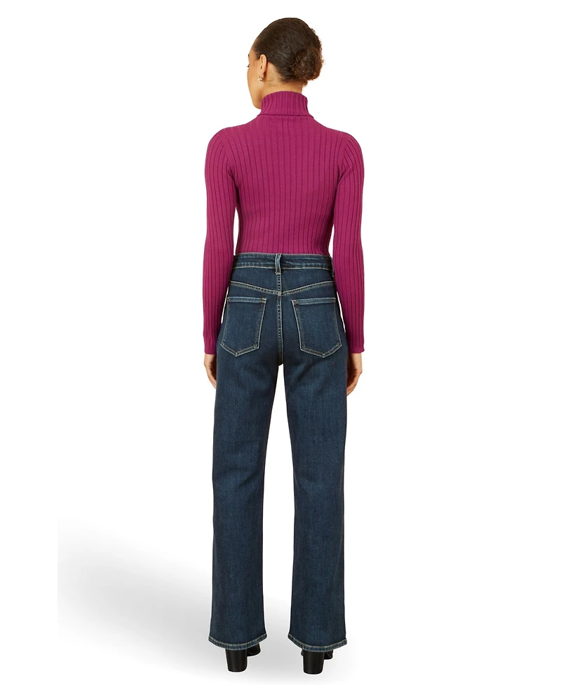 Yumi Women's Ribbed Knit Roll Neck Jumper