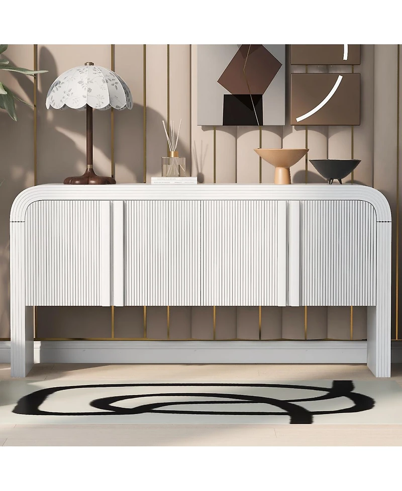 Streamdale Furniture Wave Console Table 4 Doors and Shelf
