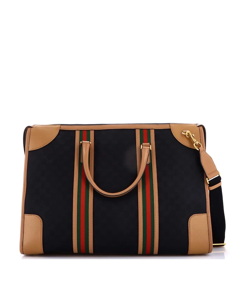 Pre-Owned Gucci Xl Bauletto Duffle Bag Gg Canvas with Leather