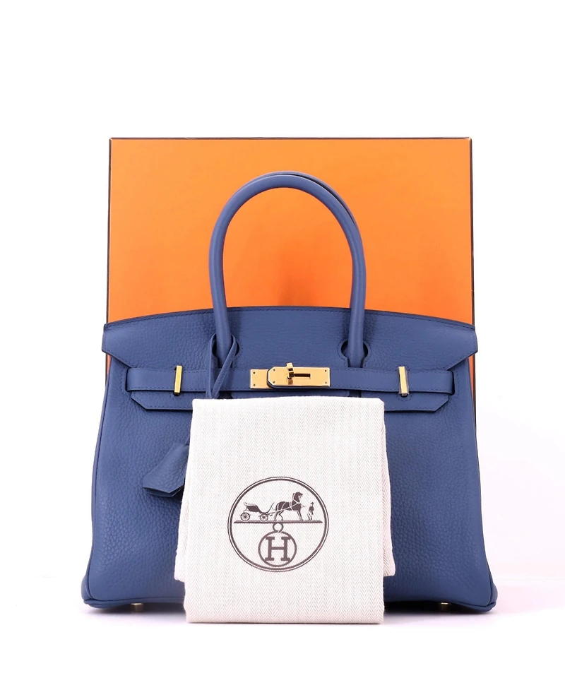 Pre-Owned HERMES Birkin 30 Handbag Clemence with Gold Hardware