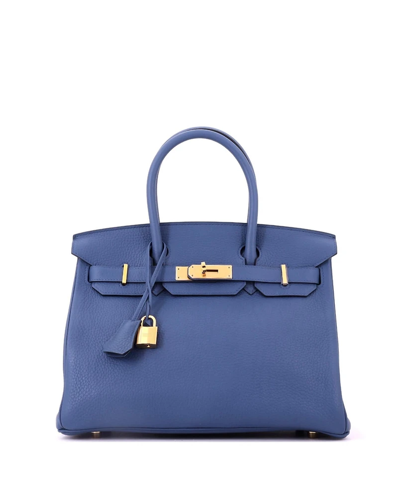 Pre-Owned HERMES Birkin 30 Handbag Clemence with Gold Hardware