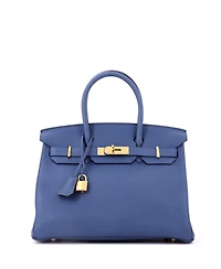 Pre-Owned HERMES Birkin 30 Handbag Clemence with Gold Hardware