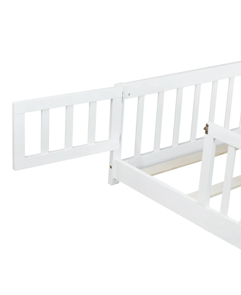 Streamdale Furniture Floor Bed with Fence and Door, Rubber Wood
