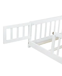 Streamdale Furniture Floor Bed with Fence and Door, Rubber Wood