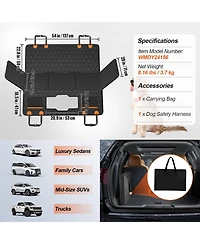 Cozito Dog Back Seat Extender, 54 x 25.6 in Car Seat Cover with Mesh Window and Storage Pockets