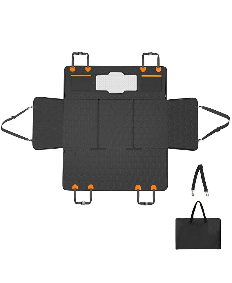 Cozito Dog Back Seat Extender, 54 x 25.6 in Car Seat Cover with Mesh Window and Storage Pockets