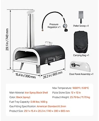 Cozito Dual Fuel Outdoor Pizza Oven, 12 inches Wood Fire and Propane Pizza Maker
