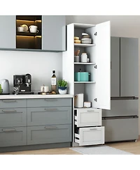 Streamdale Furniture Tall Freestanding Kitchen Pantry Cabinet with One Door and Two Drawers