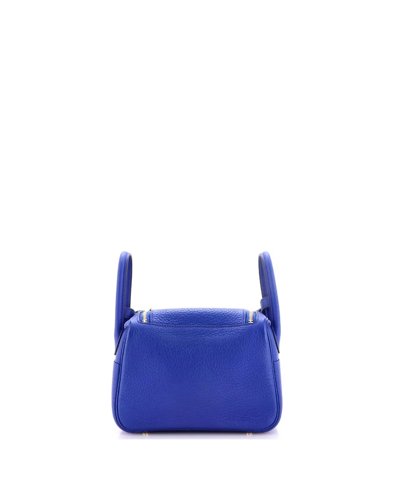 Pre-Owned HERMES Mini Lindy Quadrille Bag Clemence with Canvas