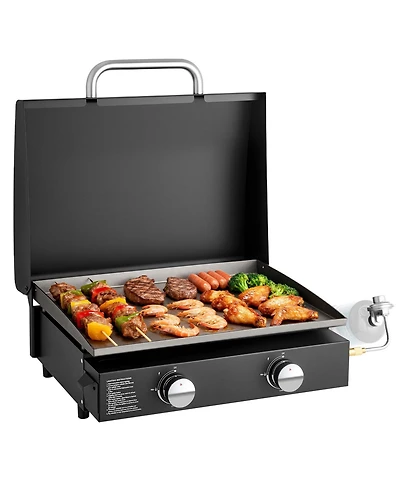 Cozito Gas Griddle, 2-Burner 22 inches Tabletop Propane Griddle with Lid